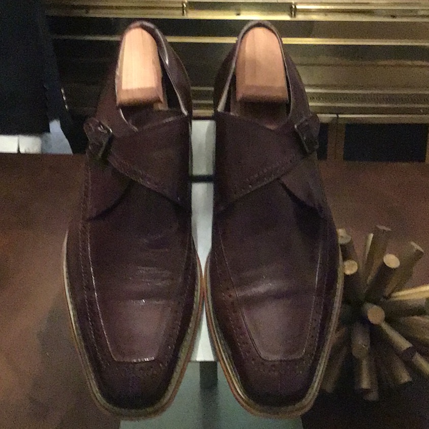 Preloved Giovanni Amato Cognac Genuine Calfskin Monk Strap Slip Shoes Size 11